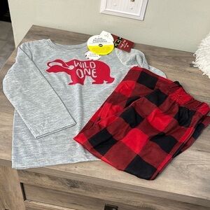 NWT North Pole Trading Company 3T NWT buffalo check WILD ONE bear pajamas